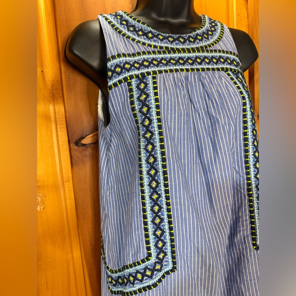 Vineyard Vines Striped Blue Embroidered Mini Dress